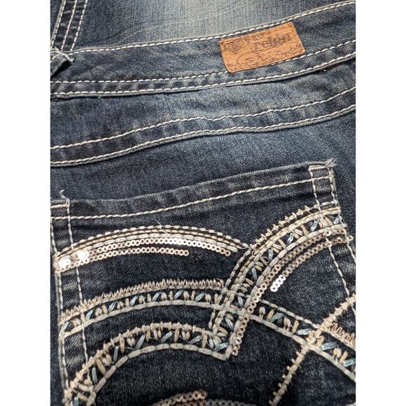 Reign Jeans Womens Size 13 Curvy Blue Flare Wide Y2K Cotton Denim Bootcut - Picture 6 of 7